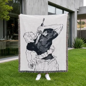 Personalized Anime Woven Polyester/Cotton Blend Eco-Friendly Tassel Edge Four Seasons Blanket Custom Artwork Tapestry Style Home