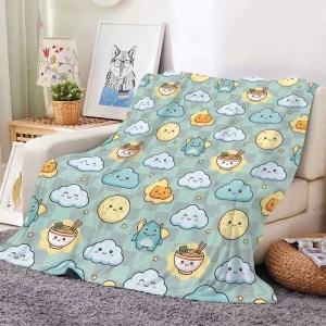 Personalized Cartoon Winter Flannel Blanket Knitted Solid Printed Extra Warm Thick Plush Cozy Throw for Bed Couch Home