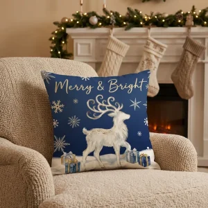 Personalized Christmas Throw Pillows Linen Plush 45x45cm Anti-Bacteria Eco-Friendly Home Decor Children Friendly Sofa Cushion