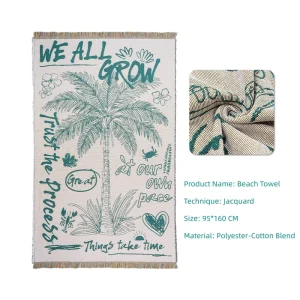 Personalized Custom Design Quick Dry Eco Friendly Cotton Beach Towel with Sand Free Feature