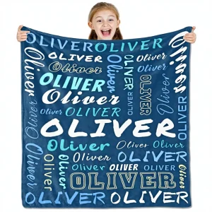 Personalized Custom Flannel Print Throw Blanket Queen Size Winter Modern Design for Adults Kids Women Men Baby Girls & Boys