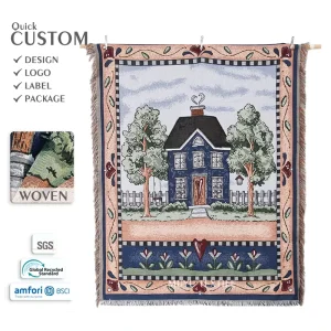 Personalized Custom Four Seasons Portable Woven Tapestry Blanket for Sofa Picnic Wall Decor Flexible MOQ for Custom Orders