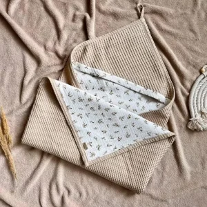 Personalized Eco Friendly Woven 100% Cotton Hooded Baby Towel Waffle Swaddle Blanket Beach Soft High Boys