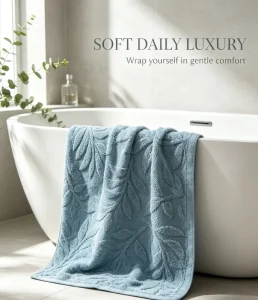 Personalized Embossed Logo Eco Friendly Luxury Modern Cotton Jacquard Bath Towel for Hotel Use All Season
