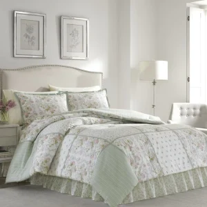 Personalized Floral Bedspread Green Cotton Comforter Quilt Set Lightweight Reversible Soft Comforter Set
