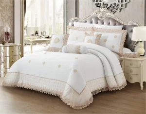 Personalized Home Embroidery Duvet Cover Microfiber Fabric Bedding Set Solid 12 Pieces Kits