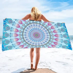 Personalized Logo Quick Dry Oversized Beach Towel Custom Lightweight Super Absorbent Large Sand Free Microfiber Beach Towels