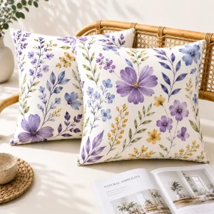 Personalized Pillow Cover for Indoor Sofa Outdoor Patio Custom Watercolor Botanical Design Waterproof Cushion Cover