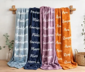 Personalized Plush Baby Throw Blanket with Name Customized Super Soft Flannel Nursery Swaddle for Kids Gift