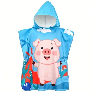 Personalized Pool Towels Sand Free Quick Dry Kids Hooded Bathrobe Custom Microfiber Beach Towel