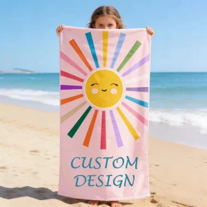 Personalized Rainbow Sun Beach Towel for Kids Custom Microfiber Beach Towels for Toddlers Absorbent Sand Free Travel Towel