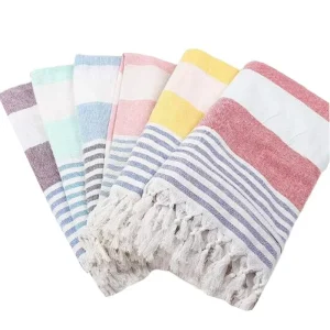 Personalized Sand Free Turkish Multi Color 100% Cotton Soft Super Water Beach Towel With Tassels