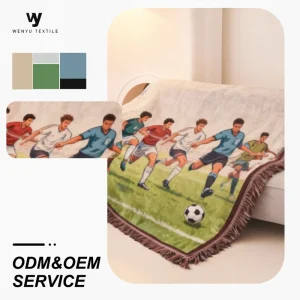 Personalized Sports Team Colors Woven Jacquard Blanket Factory