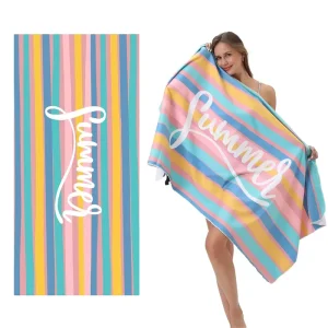 Personalized Summer Microfiber Absorbent Sand Free Quick Dry Beach Towel for Sports Use