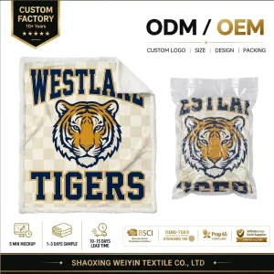 Personalized USA Schools Teams Custom Sherpa Fleece Blanket Printed Sublimation Two Layers Thick and Warm Throw