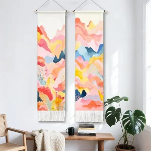 Personalized Woven Decorative Wall Tapestry Fabric Hanging Banner Custom Logo Printing for Wedding Diwali Birthday Anniversary