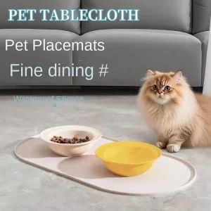 Pet Bowl Placemat Oval Non Slip Splash Proof Food Tray for Cats and Dogs Silicone Waterproof Feeding Mat