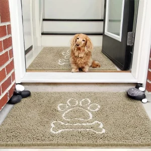 Pet Pattern Bathroom Rugs Chenille Soft Super Absorbent Bath Mat Non slip Machine Washable Quick drying Bathroom Mats