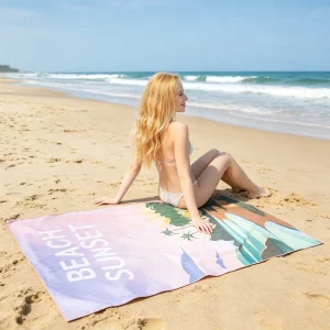 Photo Printed Floral Pattern Microfiber Beach Towel Quick Dry Sand Free All-Season Use Customized Small MOQ Outdoor Towel