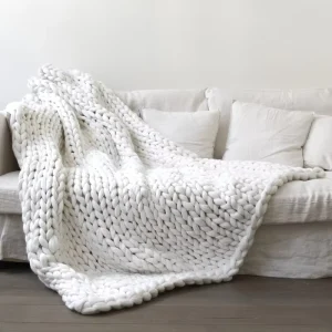 Photography Props Cross Border Supply Chunky Yarn Hand Knitted Arm Knit Throws Woolen Blankets Sofa Covers Polyester European