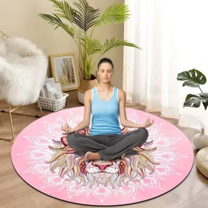 Pilates Mat Round Oversize Yoga Mat Suede Rubber Non-Slip Dia 140cm Exercise Mat Meditation Mat Workout Mat for Home Outdoor