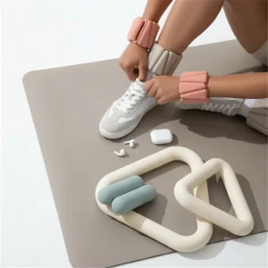 Pilates Set with Ring Non-Slip Natural Rubber Yoga Mat Ankle Weights Triangular Dumbbell Accessories Kit