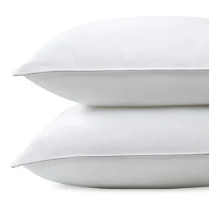 Pillow Bed Pillows Queen Standard Size Set 2 Hotel Collection Firm Solid White Alternative Filling for Side Back Stomach