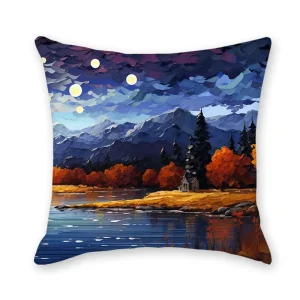 Pillow Case Cushion Cover Square Printed Starry Night Cushion Cover for Home Decor Sofa Living Room Car Cozy
