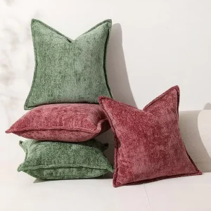Pillow Covers Wedging Cushion Pillow Case Cover Green Chenille Throw Pillow Cover