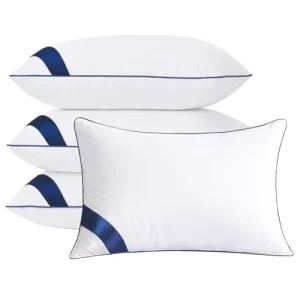 Pillow Set of 4 Rectangle Modern Bed Soft Microfiber Hollow Fiber Filled Hotel Quality Back Support Pillows for Stomach Sleepers