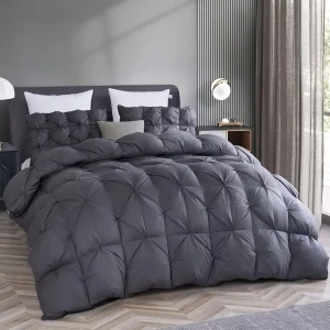 Pinch Pleat Goose Down Comforter Hotel Cotton Bedding Comforter All Season Medium Weight Quilted Goose Down Feather Duvet Insert