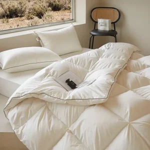 Pinch Pleat Winter Goose Down Comforter 100% Cotton Fabric Premium Winter White Hotel Comforter Heavyweight Duvet Insert