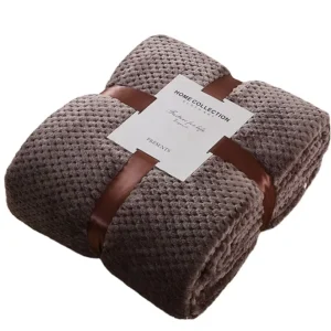 Pineapple Grid Jacquard Fleece Throw Blanket Soft Warm for Sofa and Bed