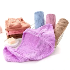 Pineapple Waffle Coral Fleece Quick Drying Absorbent Eco friendly Customizable Thickened Adult Triangle Hair Turban