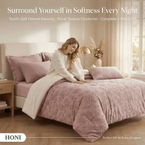 Pink Floral Bed Comforter Soft and Cozy Shaggy Bedding Comforter Cover Striped Reversible Winter Warm Luxury Fuzzy Bed Set