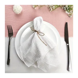 Pink Party Wedding Dinner Napkins 100% Pure Linen Knotted French Mouthcloth Towel Bulk Linen Napkin