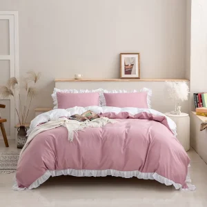 Pink Princess Bed Covers Set Patchwork Quilted Bed Comforter Sets
