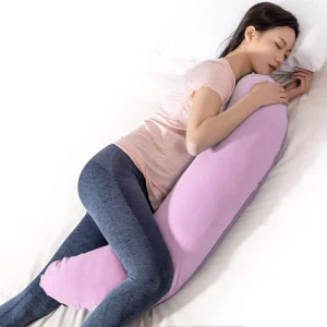 Pink Purple Cute 100% Cotton Cover Body Pillow for Side Sleepers C Shaped Maternity Pillow Anti Dust Mite 200TC Thread Count