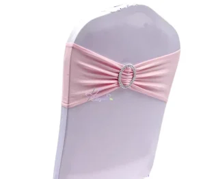 Pink Stretch Sash Bands with Buckle for Wedding Chair Cover Decoration