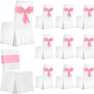 Pink Wedding Thick Elastic Chair Sash Spandex Bow Tie Band Ready Made for Use Banquet Hotel Birthday Party Luxury Decor