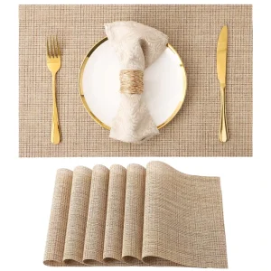 Place Mats 450x300mm Table Mats PVC Washable Woven Placemat Dark Gray
