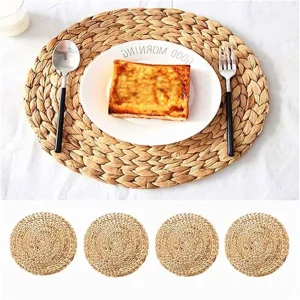 Place Mats of Textile Material Placemat 36Cm Wooden Insulated White Wash Rattan Cute Seagrass Placemata