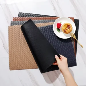 Placemat 43x30cm Woven Table Mat Protector Waterproof Solid Color Non-slip Dining Pad for Home Hotel