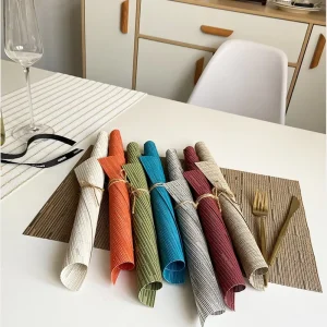 Placemat Heat Resistant Non Slip Placemats for Dining Table Washable Durable Vinyl Woven Place Mat PVC Table Mats Sets