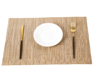 Placemats Heat Resistant Non-Slip Place Mats for Dining Table Washable Durable PVC Vinyl Woven Table Mats Rectangle Placemat
