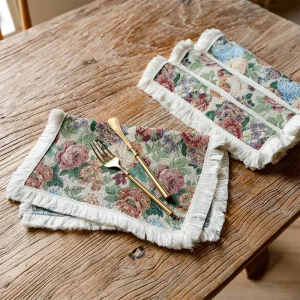 Placemats Woven Texture Washable Kitchen Dining Table Mats Stain Heat Resistant Desktop Decor Place Mats for Home Party Indoor