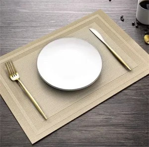 Placemats for PVC Dining Table Woven Vinyl Non Slip Washable Cloth Heat Resistant Place Mats for Wedding Table Dining