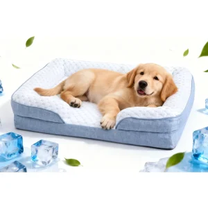 Plaid Classic Rectangle Dog Bed with Breathable Cooling Polyester Polyurethane Foam Removable Washable Cover All Seasons Use