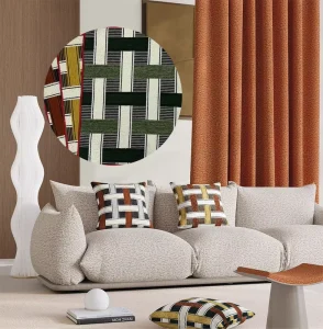 Plaid Heavy Weight Chenille Jacquard Sofa Fabric Upholstery for Furniture Production