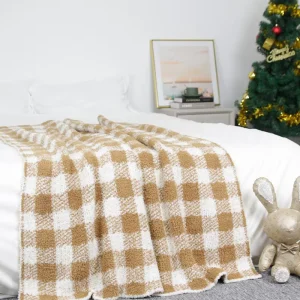 Plaid Jacquard High Quality Microfiber Knit Throw Rugs Tapestry Solid Sofa Blankets for Home